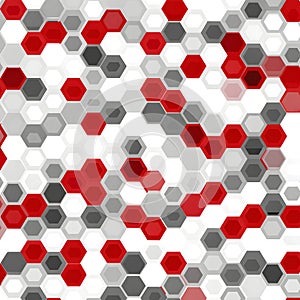 Modern Abstract Red And Gray Hexagonal Geometric Seamless Pattern Design Isolated On Clean White Background