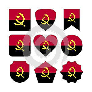 Modern Abstract Shapes of Angola Flag Vector Design Template