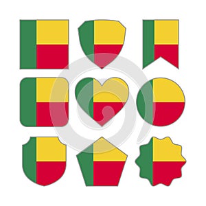 Modern Abstract Shapes of Benin Flag Vector Design Template