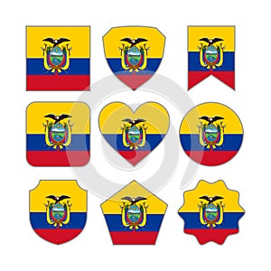 Modern Abstract Shapes of Ecuador Flag Vector Design Template