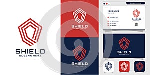 Modern abstract shield logo and business card design. security, modern, shield, secure, icon Premium Vector