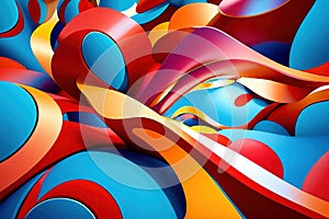 Modern abstract surrealist background. Flexible dynamic lines, bright color palette