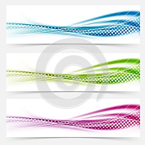 Modern abstract swoosh smooth vivid dotted line headers collection