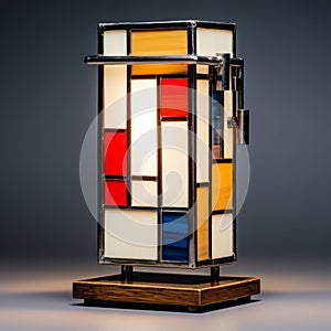 Modern Abstract Table Lamp With Multi Colored Square Base