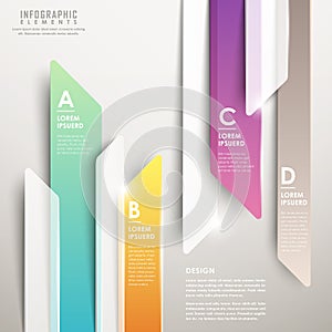 Modern abstract translucent arrow bar chart infographic