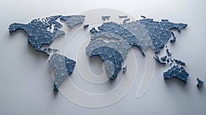 Modern abstract world map with geometric pattern and 3d effect