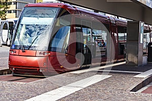 Modern accessible for the disabled people tram