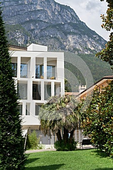 Modern accommodation for tourists in the popular historic old town of Riva del Garda in Italy