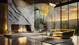 Modern Achitecture. Minimalistic elegant interior home design. AI generated