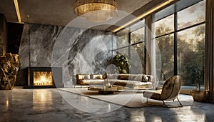 Modern Achitecture. Minimalistic elegant interior home design. AI generated