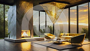 Modern Achitecture. Minimalistic elegant interior home design. AI generated