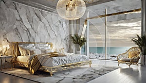 Modern Achitecture. Minimalistic elegant interior home design. AI generated