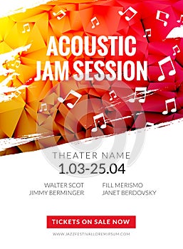 Modern acoustic classical music poster flyer. Local Music festival announcment, classical acoustic concert banner design photo