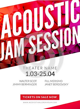 Modern acoustic classical music poster flyer. Local Music festival announcment, classical acoustic concert banner design photo