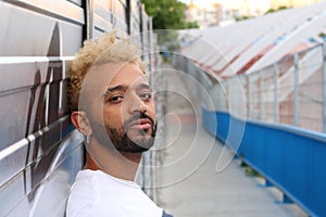 Modern African American man with blonde dyed hair