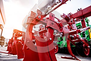 Modern agricultural machinery and equipment. Industrial details.