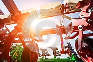 Modern agricultural machinery and equipment. Industrial details.