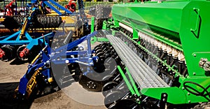 Modern agricultural machinery and equipment. Industrial details.