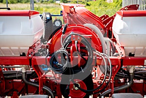 Modern agricultural machinery and equipment. Industrial details.