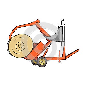 Modern agricultural machinery for of hay and rolling circles.Agricultural Machinery single icon in cartoon style