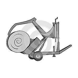 Modern agricultural machinery for of hay and rolling circles.Agricultural Machinery single icon in monochrome styl