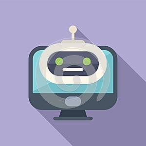 Modern ai bot support icon flat vector. Online chat