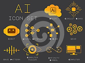 Modern AI Icon Set for Technology and Design Projects