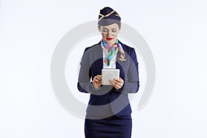 modern air hostess woman on white