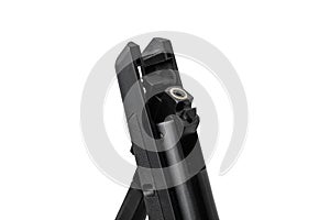 Modern air rifle with a telescopic sight isolated on a white background. Pneumatic air rifle with scope sight isolated on white