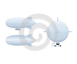 Modern air vehicles. Air balloon aerostat in different angles.