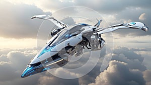 modern aircraft in high speed flight, futuristic plane soaring in the sky. AI generated