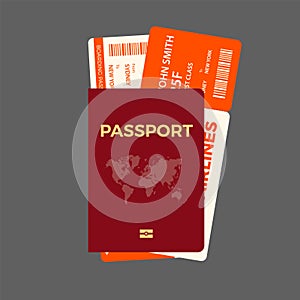 Modern airline ticket design with flight time and passenger name. vector illustration