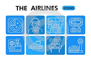 Modern airlines Infographic design template. Airlines inphographic visualization with eight steps square design on white