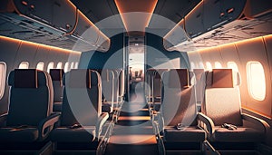 Modern Airplane Cabin Interior - Generative AI
