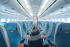 Modern Airplane Cabin Interior. Generative AI