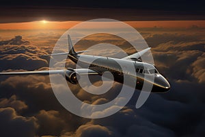 Modern Airplane Soars Gracefully Through The Clouds The Aircraft