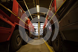 Modern airport fire department fire engines