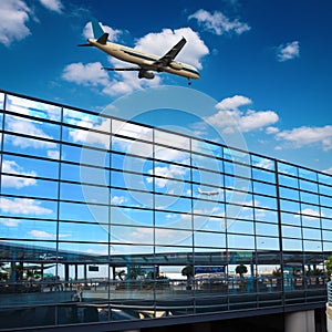 Modern airport mirror glass wall