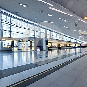 A modern airport terminal with streamlined passenger flows and efficient security measures2