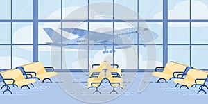 Modern Airport Waiting Flight Zone Flat Vector