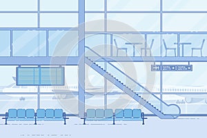 Modern Airport Waiting, Lounge Zone Flat Vector