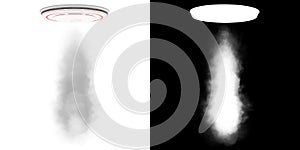 Modern smoke alarm detector with smoke and alpha matte channel. 3D rendering