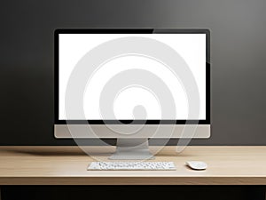 Modern all-in-one computer setup with blank screen for your content mockup