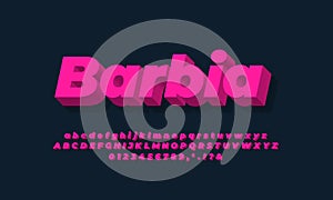 Modern alphabet 3d light pink bold text effect or font effect design