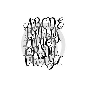 Modern Alphabet brush calligraphy. Handwritten ink lettering.English Alphabet.Modern calligraphy font. Vector letters isolated.