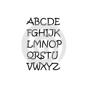 Modern Alphabet brush calligraphy. Handwritten ink lettering.English Alphabet.Modern calligraphy font. Vector letters isolated.