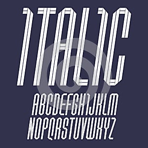 Modern alphabet folded of paper tape. Italic font