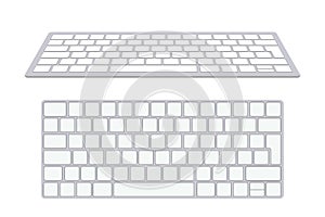 Modern aluminum computer keyboard isolated on white background. Vector illustration