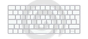Modern aluminum computer keyboard isolated on white background. Vector illustration