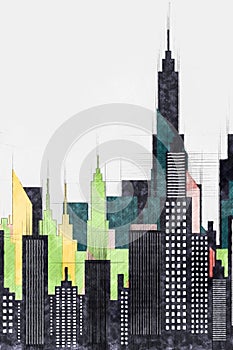 Modern American City Buildings And Skyscrapers